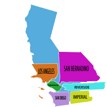 Six southern California county map